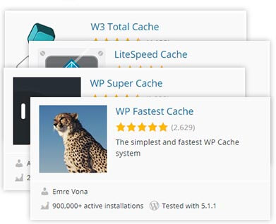 This image shows a brief result from a WordPress plugin search for Cache