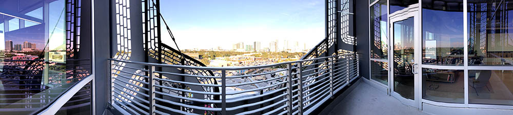 Panoramic view of WeWork's patio at the 48 in 48 Event